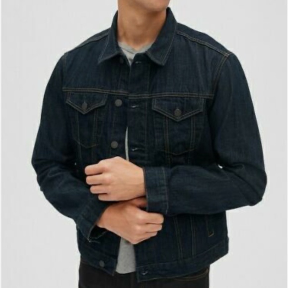 -NWT Gap Men’s Icon Denim Jacket Dark Indigo Rinse - Medium - Picture 1 of 4